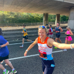 Tine posed for a selfie mid-run to show her support for the children's charity.