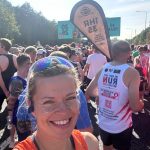 Tine at the start line prepped and ready to run for Adoption Matters.